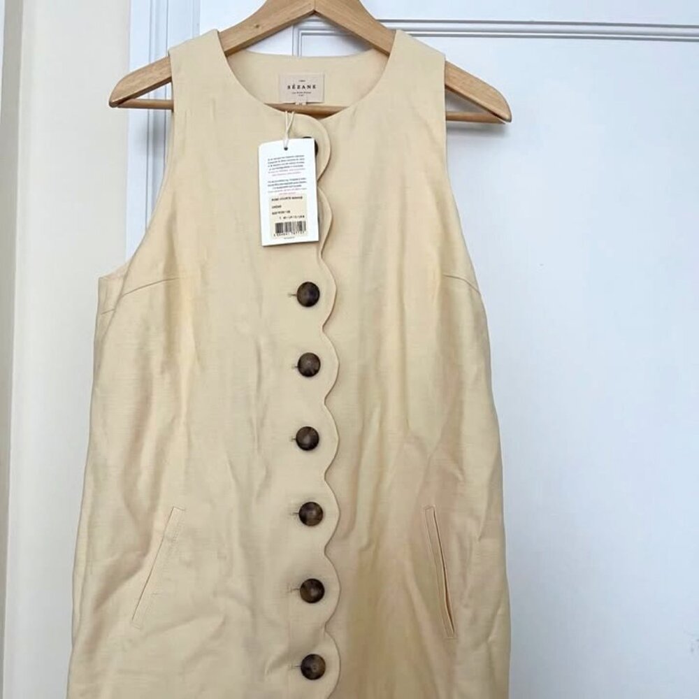 Sézane Mannie dress, ecru, size 10, new with tags
